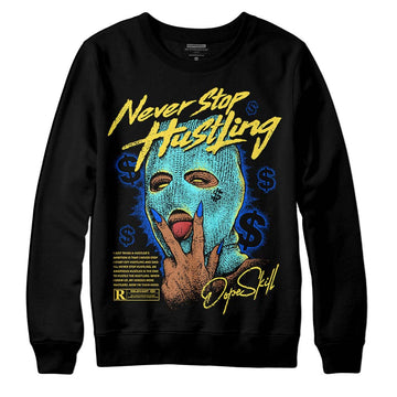 Jordan 5 Aqua DopeSkill Sweatshirt Never Stop Hustling Graphic Streetwear - Black