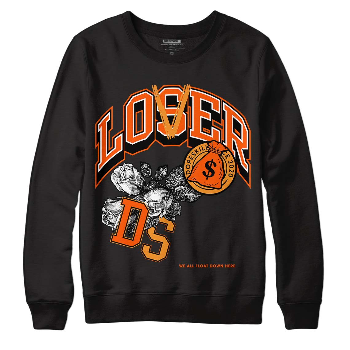 Jordan 12 Retro Brilliant Orange DopeSkill Sweatshirt Loser Lover Graphic Streetwear - Black