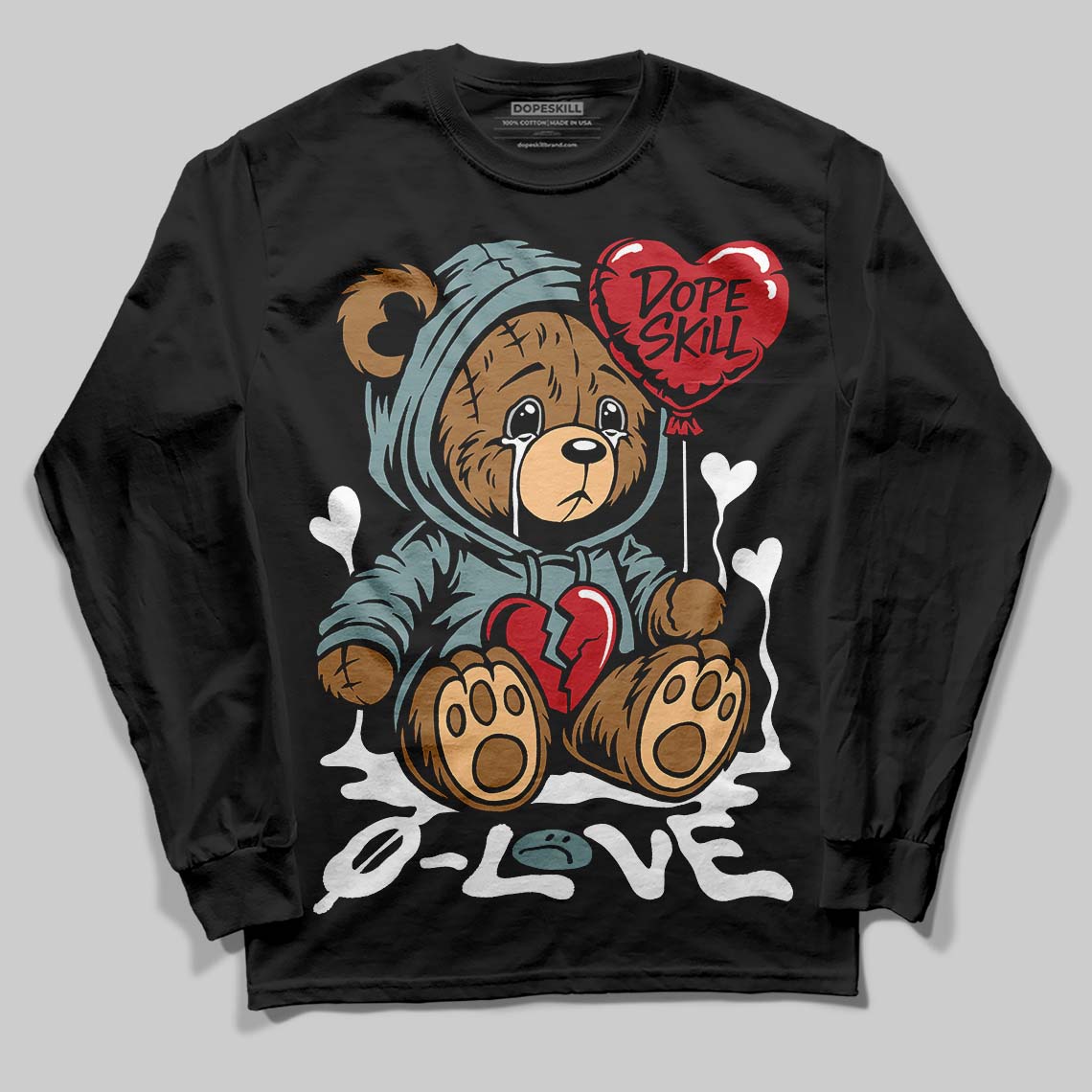 Nike Air Max 1 Low Poly “Adventure” DopeSkill Long Sleeve T-Shirt Broken Bear Graphic Streetwear - Black