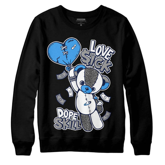 Jordan 3 "Midnight Navy" DopeSkill Sweatshirt Love Sick   Graphic Streetwear - Black 