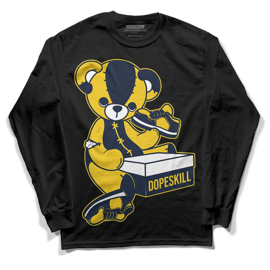 Dunk Low Vintage “Michigan” DopeSkill Long Sleeve T-Shirt Sneakerhead BEAR Graphic Streetwear - Black