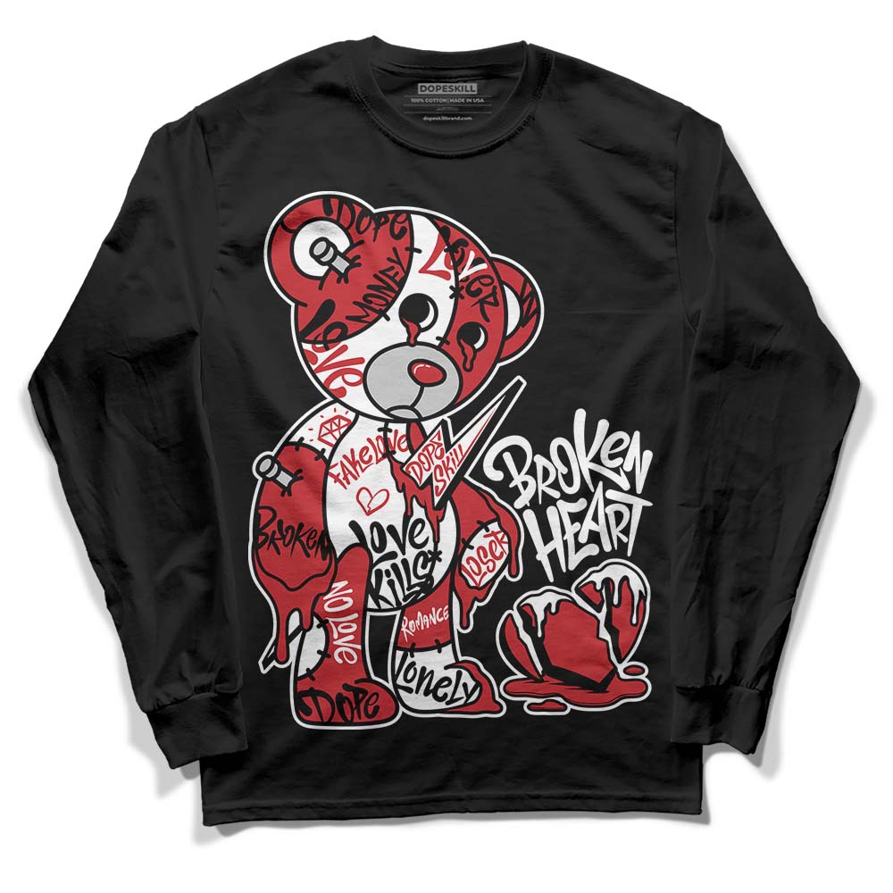 Jordan 12 “Red Taxi” DopeSkill Long Sleeve T-Shirt Broken Heart Graphic Streetwear - Black