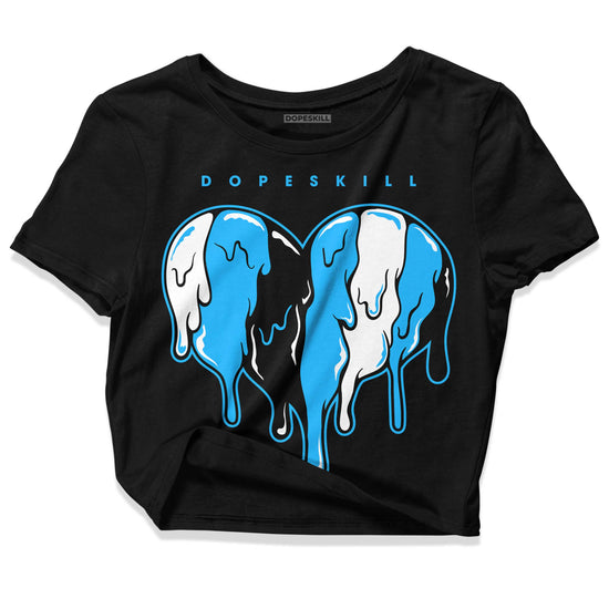 Jordan 1 High Retro OG “University Blue” DopeSkill Women's Crop Top Slime Drip Heart Graphic Streetwear - Black