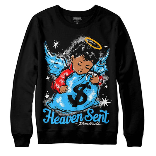 Jordan 2 Low "University Blue" DopeSkill Sweatshirt Heaven Sent Graphic Streetwear - Black