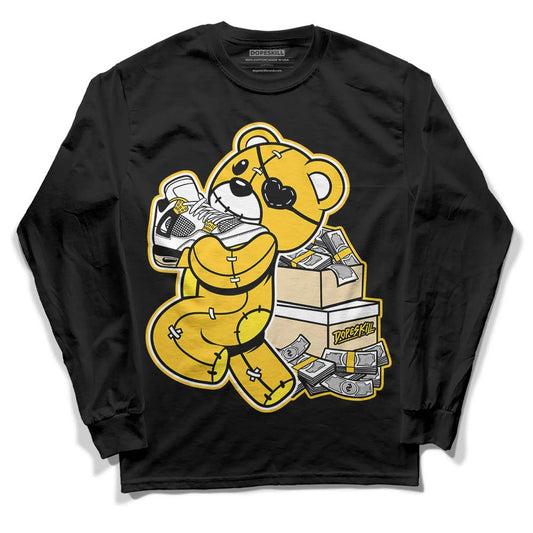 Jordan 4 Retro “Vivid Sulfur” DopeSkill Long Sleeve T-Shirt Bear Steals Sneaker Graphic Streetwear - Black 