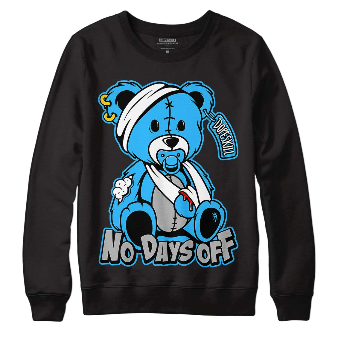 Jordan 2 Low "University Blue" DopeSkill Sweatshirt Hurt Bear Graphic Streetwear - Black