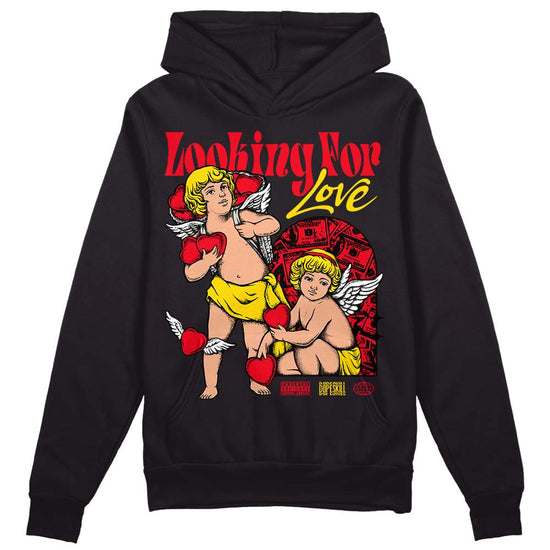 Jordan 4 Red Thunder DopeSkill Hoodie Sweatshirt Looking For Love Graphic Streetwear - Black