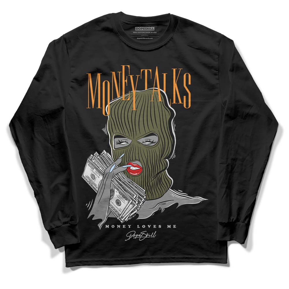 Jordan 5 "Olive" DopeSkill Long Sleeve T-Shirt Money Talks Graphic Streetwear - Black