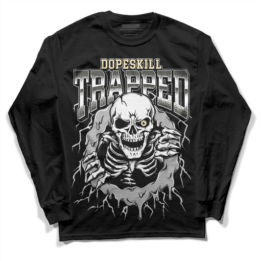 Jordan 4 Retro SE Craft Photon Dust DopeSkill Long Sleeve T-Shirt Trapped Halloween Graphic Streetwear - Black 