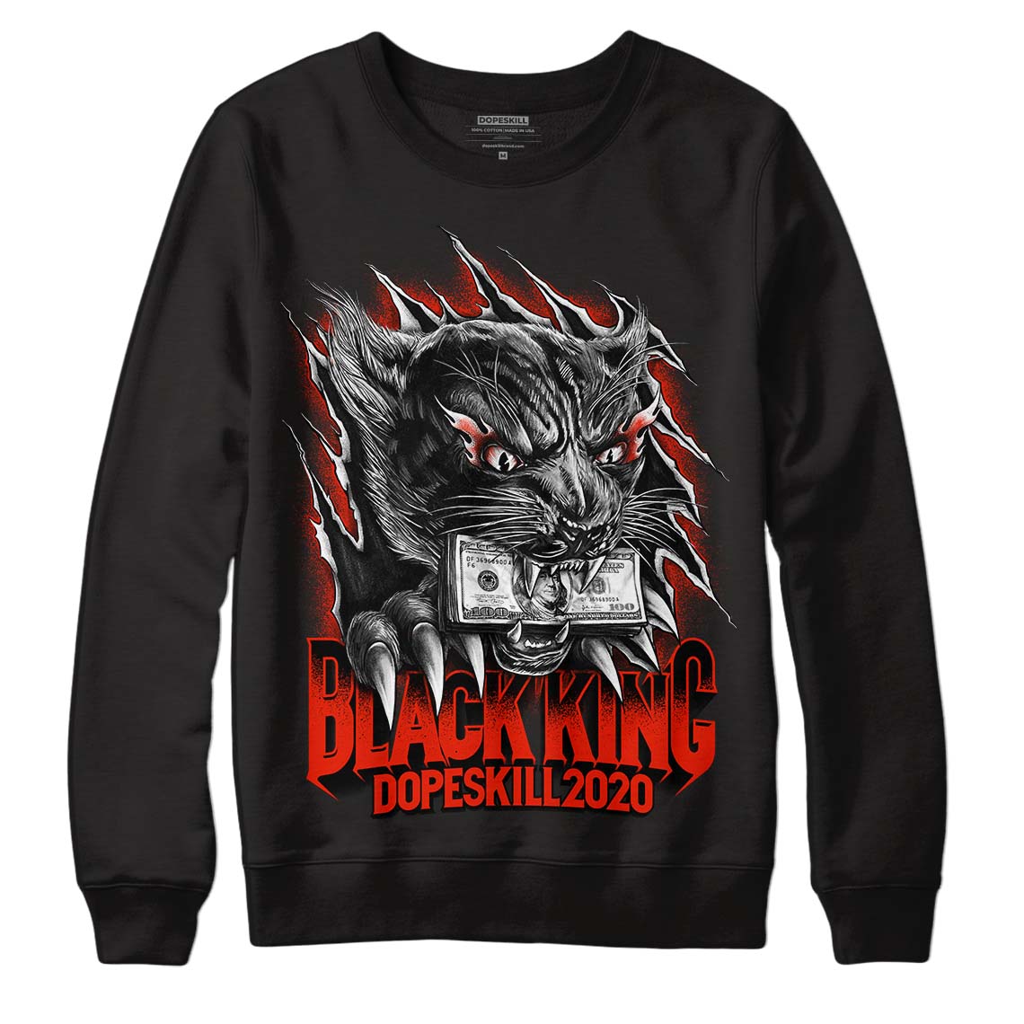 Yeezy Foam Runner Red Dopeskill Sweatshirt Black King Graphic Streetwear - Black