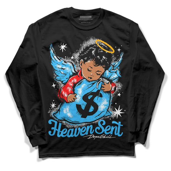 Jordan 2 Low "University Blue" DopeSkill Long Sleeve T-Shirt Heaven Sent Graphic Streetwear - Black