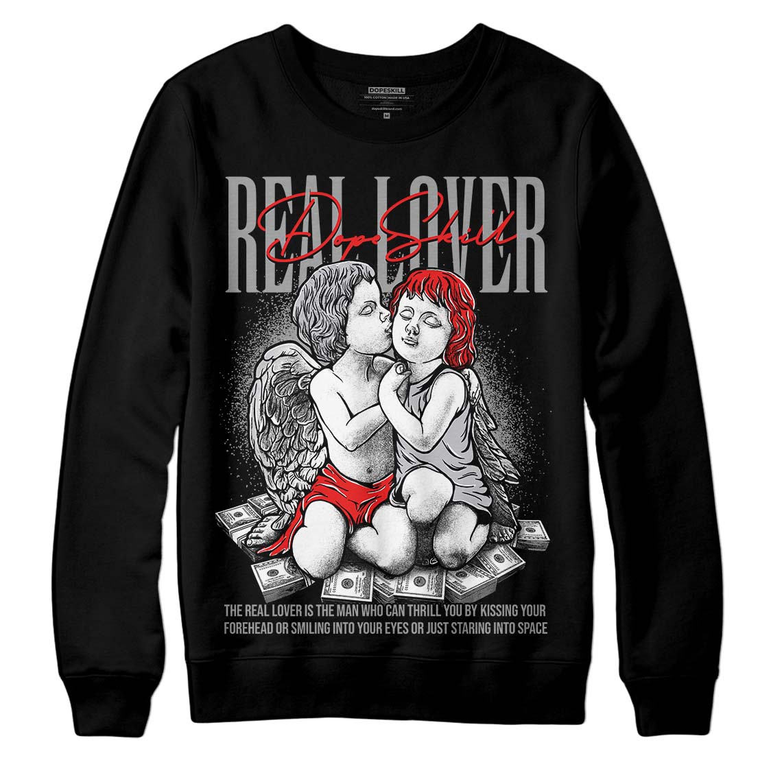 Grey Sneakers DopeSkill Sweatshirt Real Lover Graphic Streetwear - Black