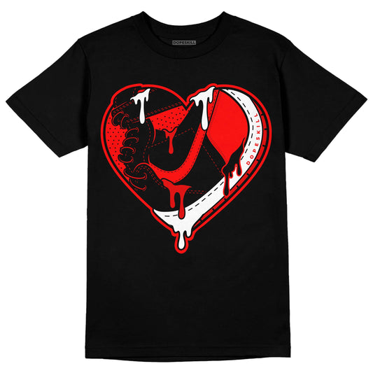 Jordan 1 Retro High OG "Satin Bred" DopeSkill T-Shirt Heart Jordan 1 Graphic Streetwear - Black 