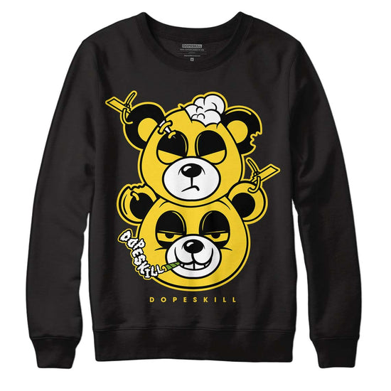 Jordan 4 Tour Yellow Thunder DopeSkill Sweatshirt New Double Bear Graphic Streetwear - Black