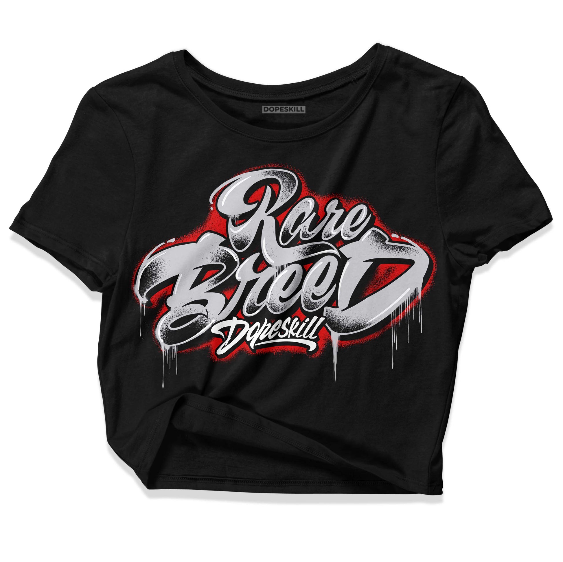 Jordan 2 Retro "Black Cement" DopeSkill Women's Crop Top Rare Breed Type Graphic Streetwear - Black