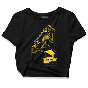 Jordan 4 Tour Yellow Thunder DopeSkill Women's Crop Top No.4 Graphic Streetwear - Black