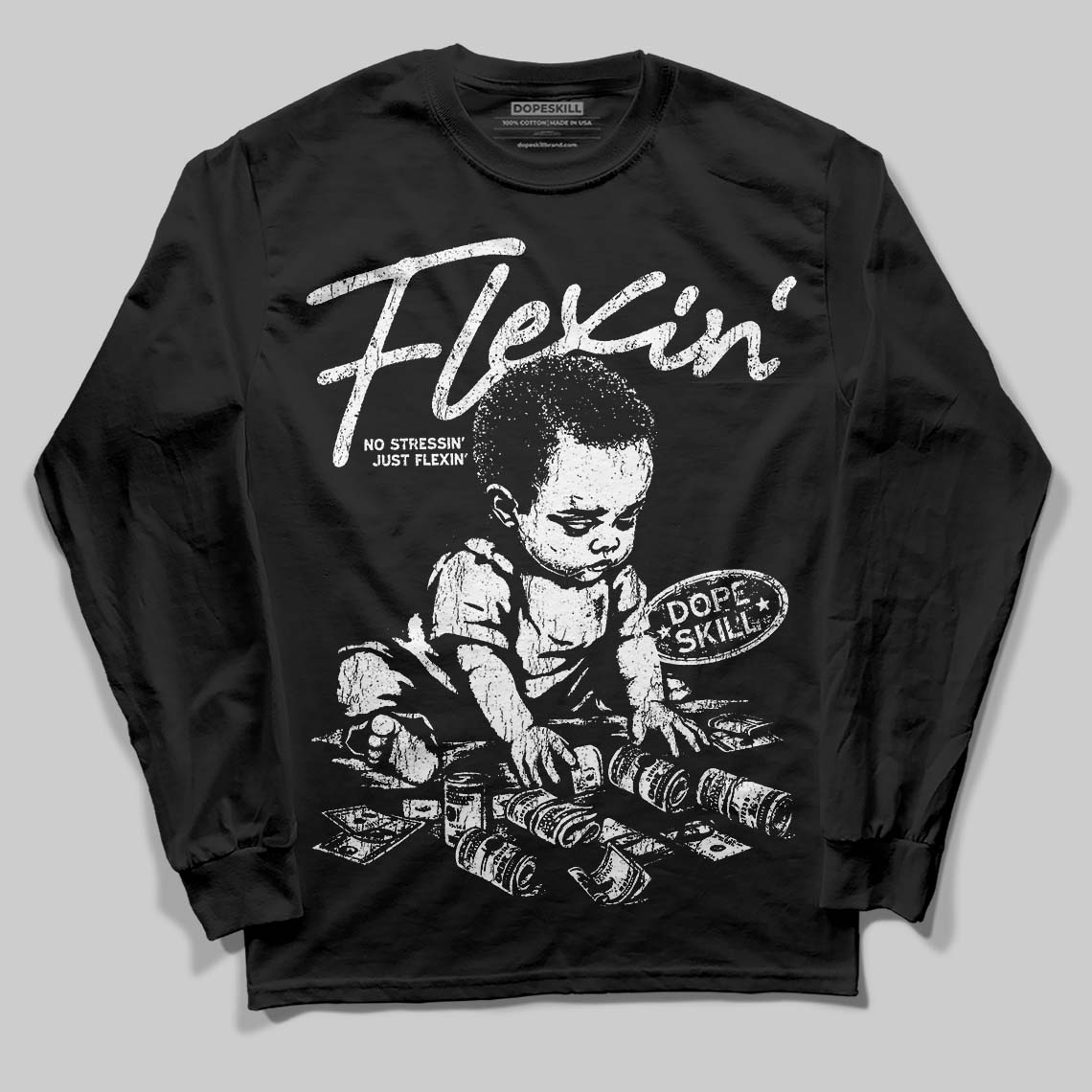 Dunk Panda Low White Black DopeSkill Long Sleeve T-Shirt Flexin' Graphic Streetwear - Black