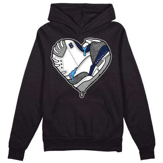 Jordan 3 "Midnight Navy" DopeSkill Hoodie Sweatshirt Heart Jordan 3 Graphic Streetwear - Black