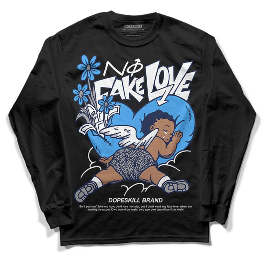 Jordan Spiz’ike Low “White/Obsidian” DopeSkill Long Sleeve T-Shirt No Fake Love Graphic Streetwear - Black