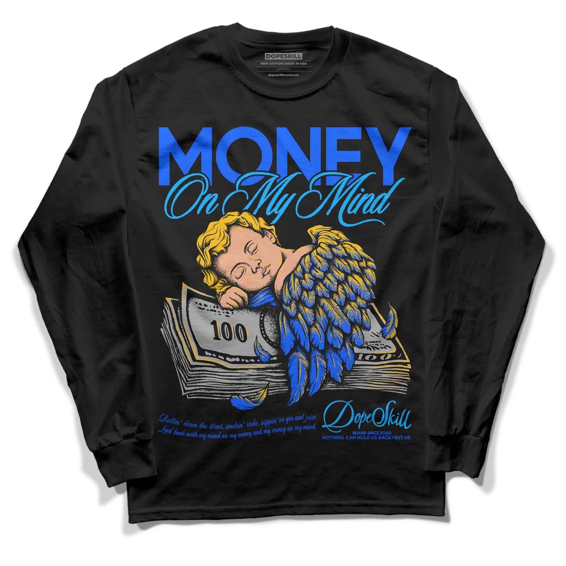 Royal Blue Sneakers DopeSkill Long Sleeve T-Shirt MOMM Graphic Streetwear - Black