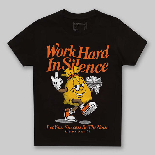 Orange, Black and White Sneakers DopeSkill Toddler Kids T-shirt Work Hard In Silence Graphic Streetwear - black