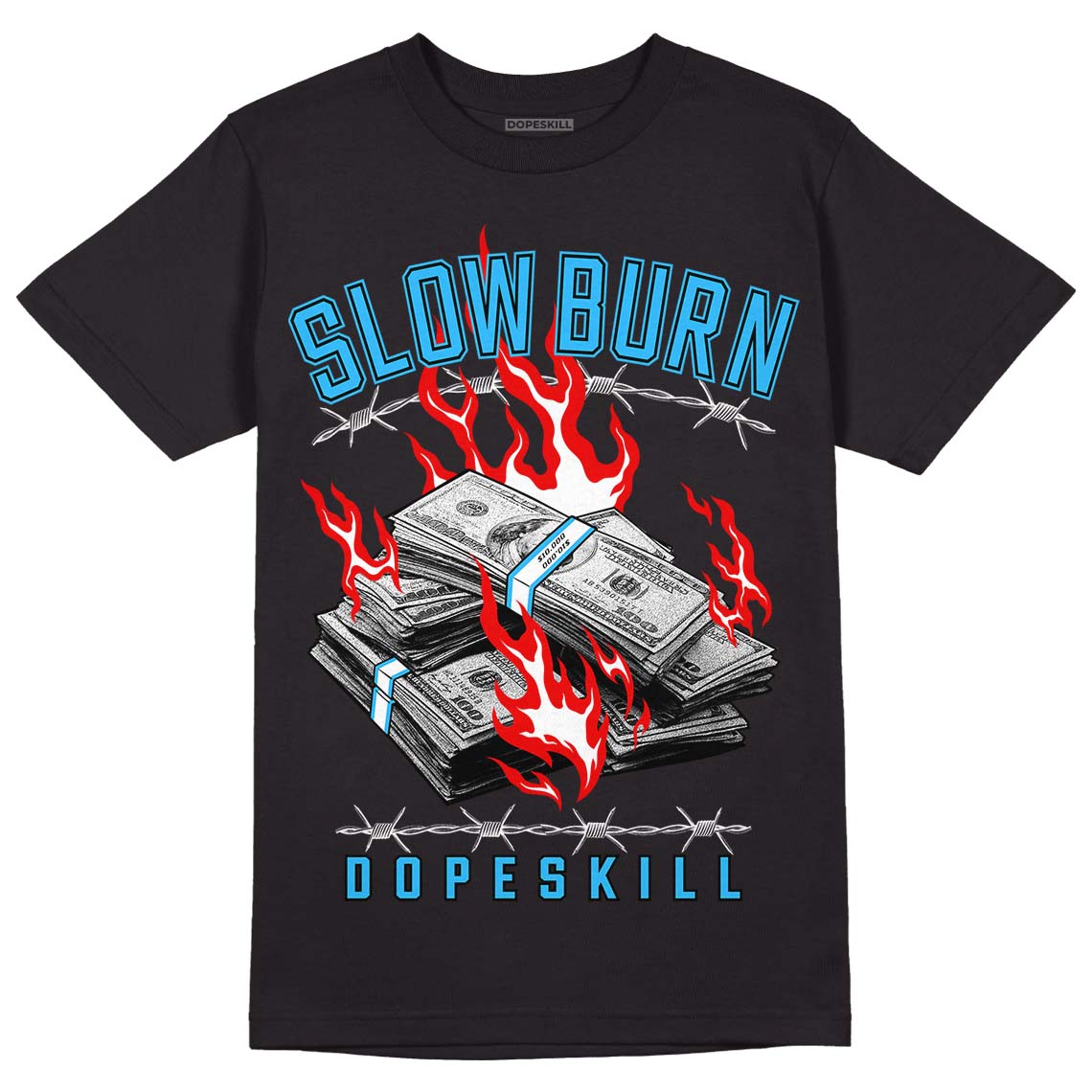 Jordan 1 High Retro OG “University Blue” DopeSkill T-Shirt Slow Burn Graphic Streetwear - Black