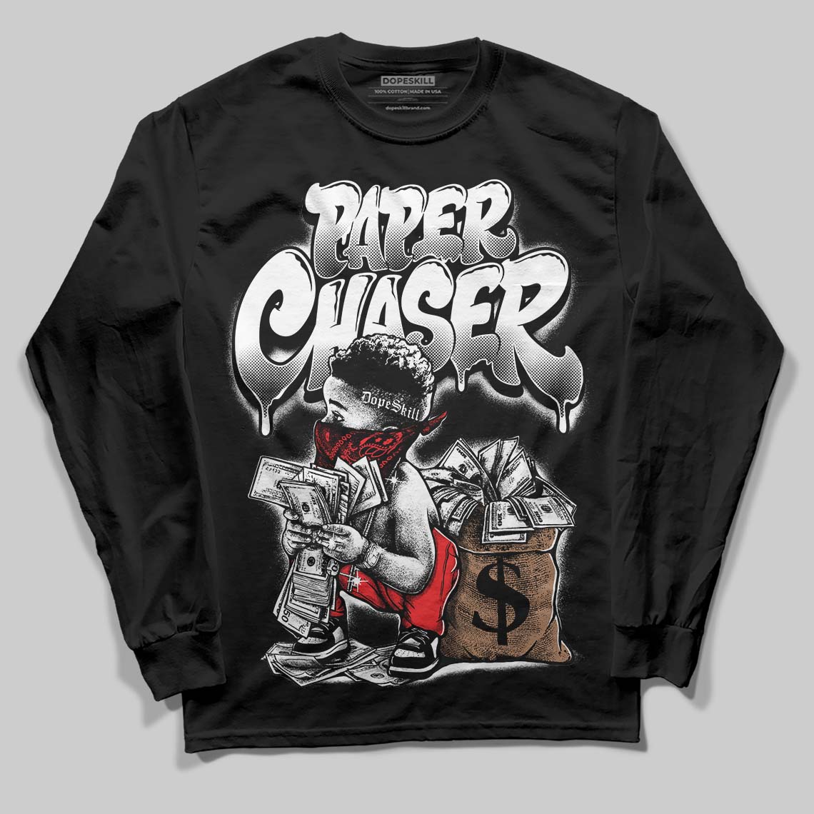 Black and White Sneakers DopeSkill Long Sleeve T-Shirt Paper Chaser Boy Graphic Streetwear - black