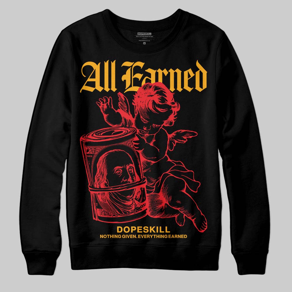 Red Sneakers DopeSkill Sweatshirt All Earned Graphic Streetwear - Black