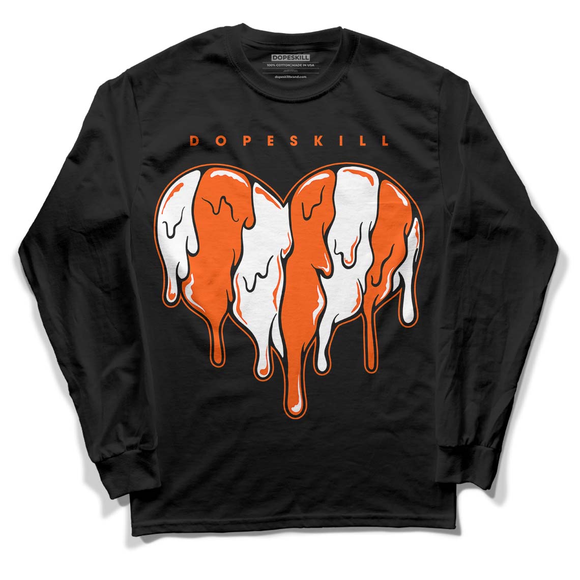 MSCHF Super Normal 2 Orange Milk DopeSkill Long Sleeve T-Shirt Slime Drip Heart Graphic Streetwear - Black