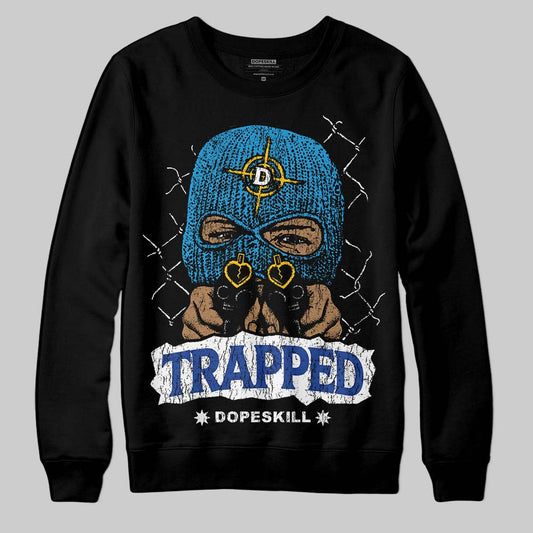 Royal Blue Sneakers DopeSkill Sweatshirt New Trapped Graphic Streetwear - Black