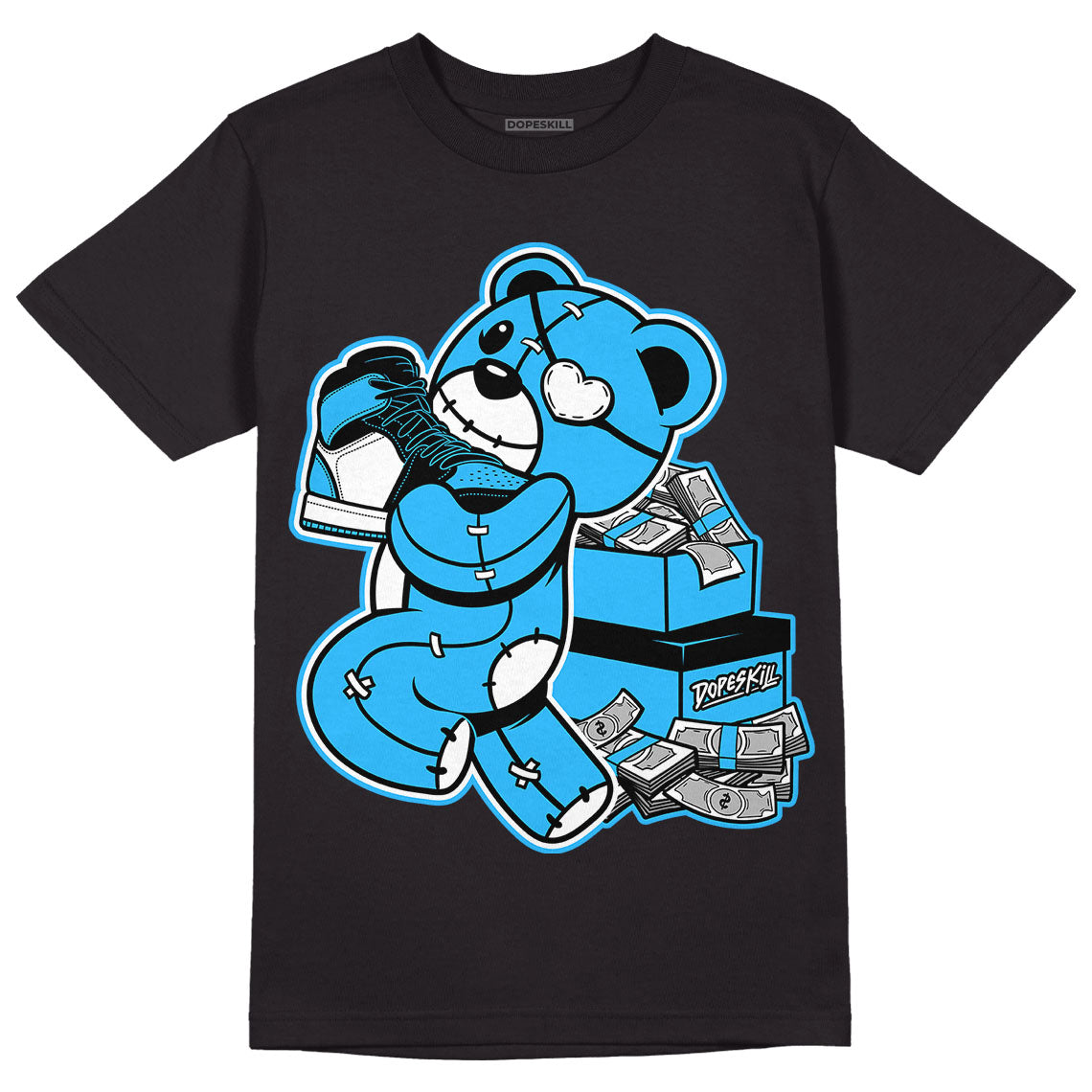 Jordan 1 High Retro OG “University Blue” DopeSkill T-Shirt Bear Steals Sneaker Graphic Streetwear - Black