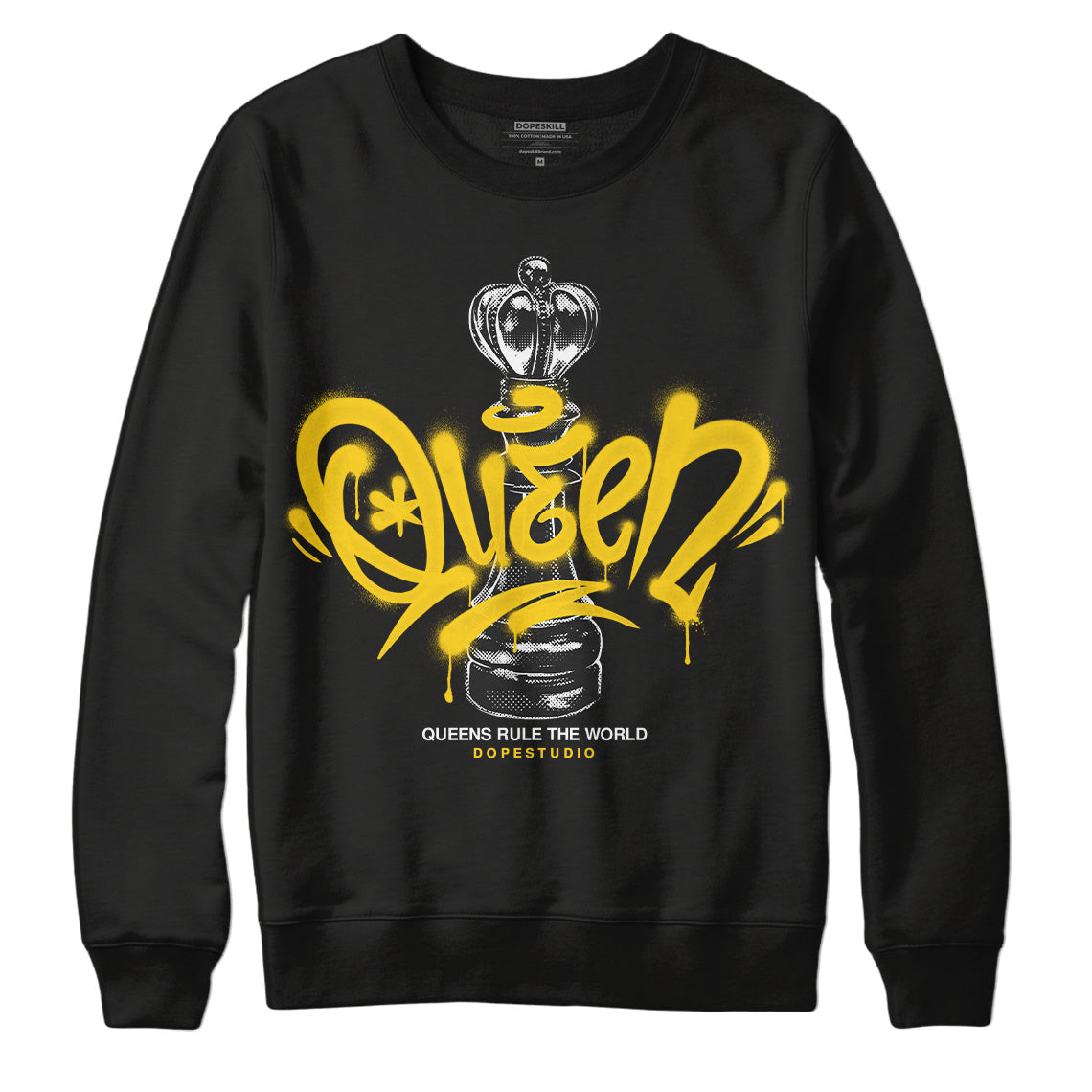 Jordan 4 Lightning DopeSkill Sweatshirt Queen Chess Graphic Streetwear - Black