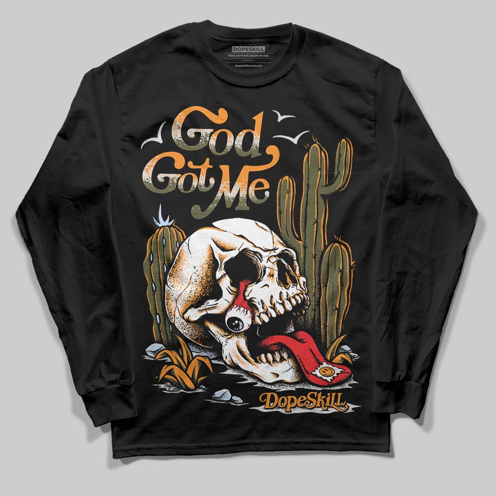 Jordan 5 "Olive" DopeSkill Long Sleeve T-Shirt God Got Me Graphic Streetwear - Black