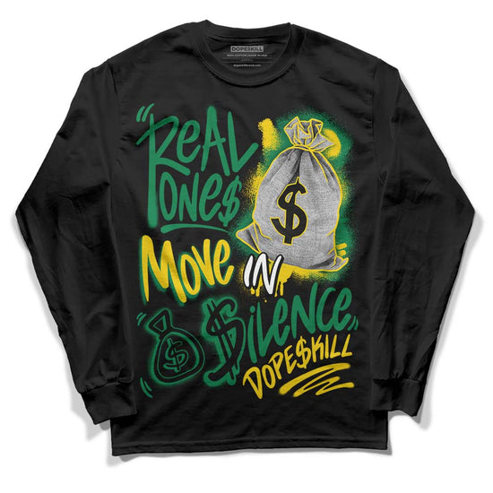 Green Sneakers DopeSkill Long Sleeve T-Shirt Real Ones Move In Silence Graphic Streetwear - Black 