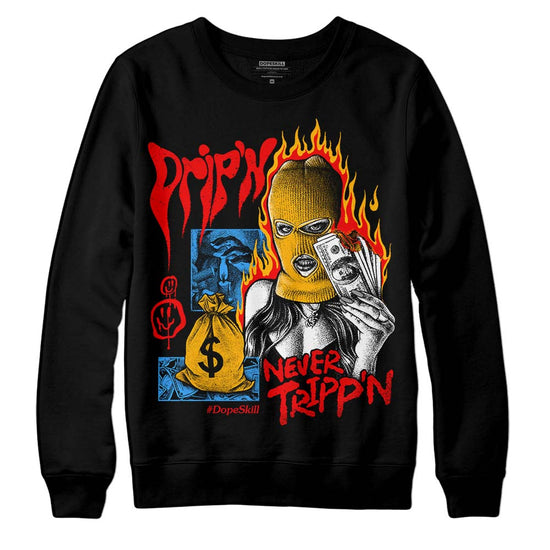 Red Sneakers DopeSkill Sweatshirt Drip'n Never Tripp'n Graphic Streetwear - Black