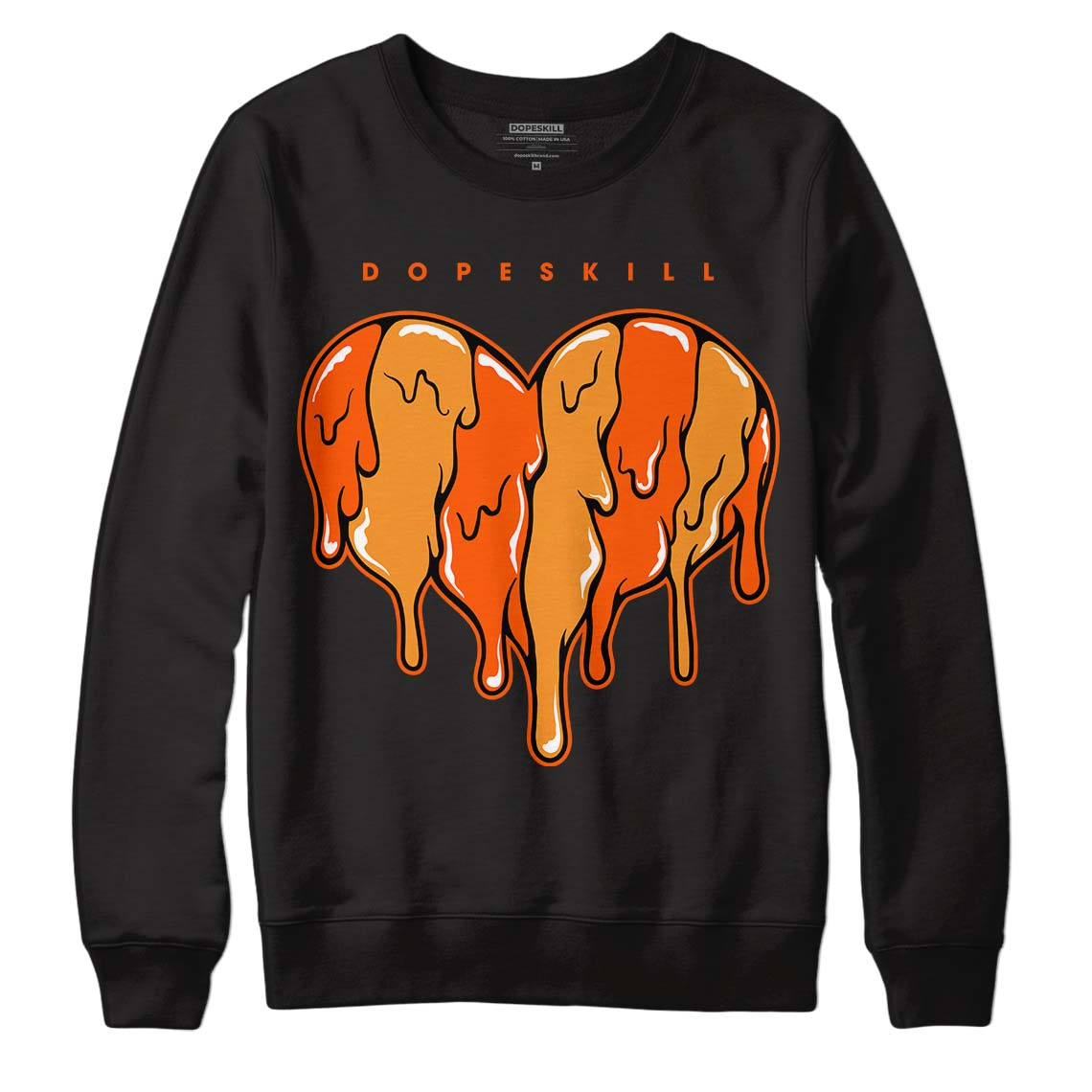 Jordan 12 Retro Brilliant Orange DopeSkill Sweatshirt Slime Drip Heart Graphic Streetwear - Black