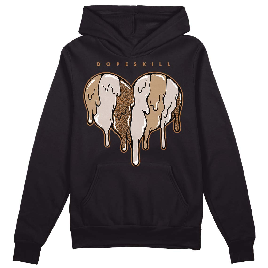 Jordan 3 Retro Palomino DopeSkill Hoodie Sweatshirt Slime Drip Heart Graphic Streetwear - Black