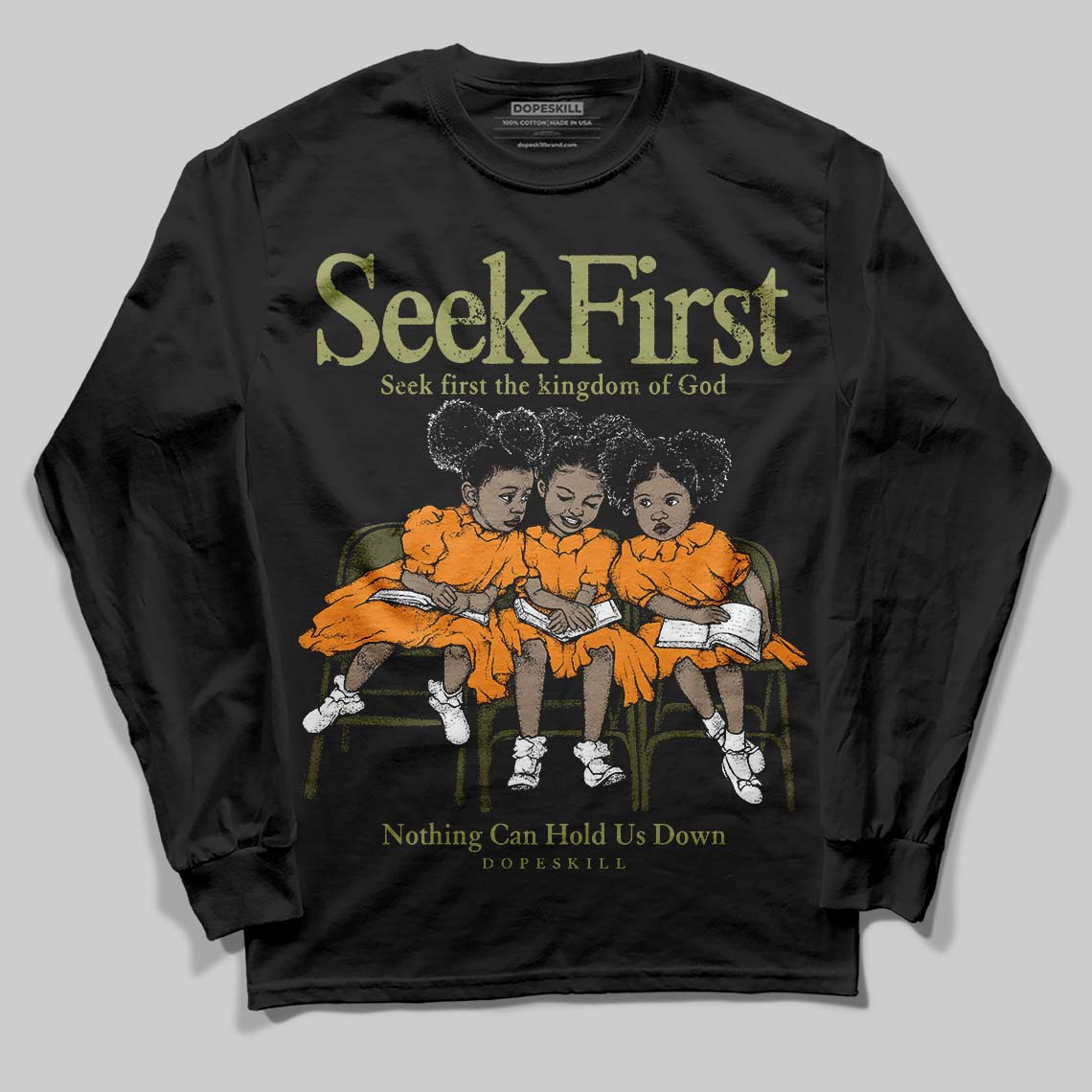Olive Sneakers DopeSkill Long Sleeve T-Shirt New Seek First Graphic Streetwear - Black