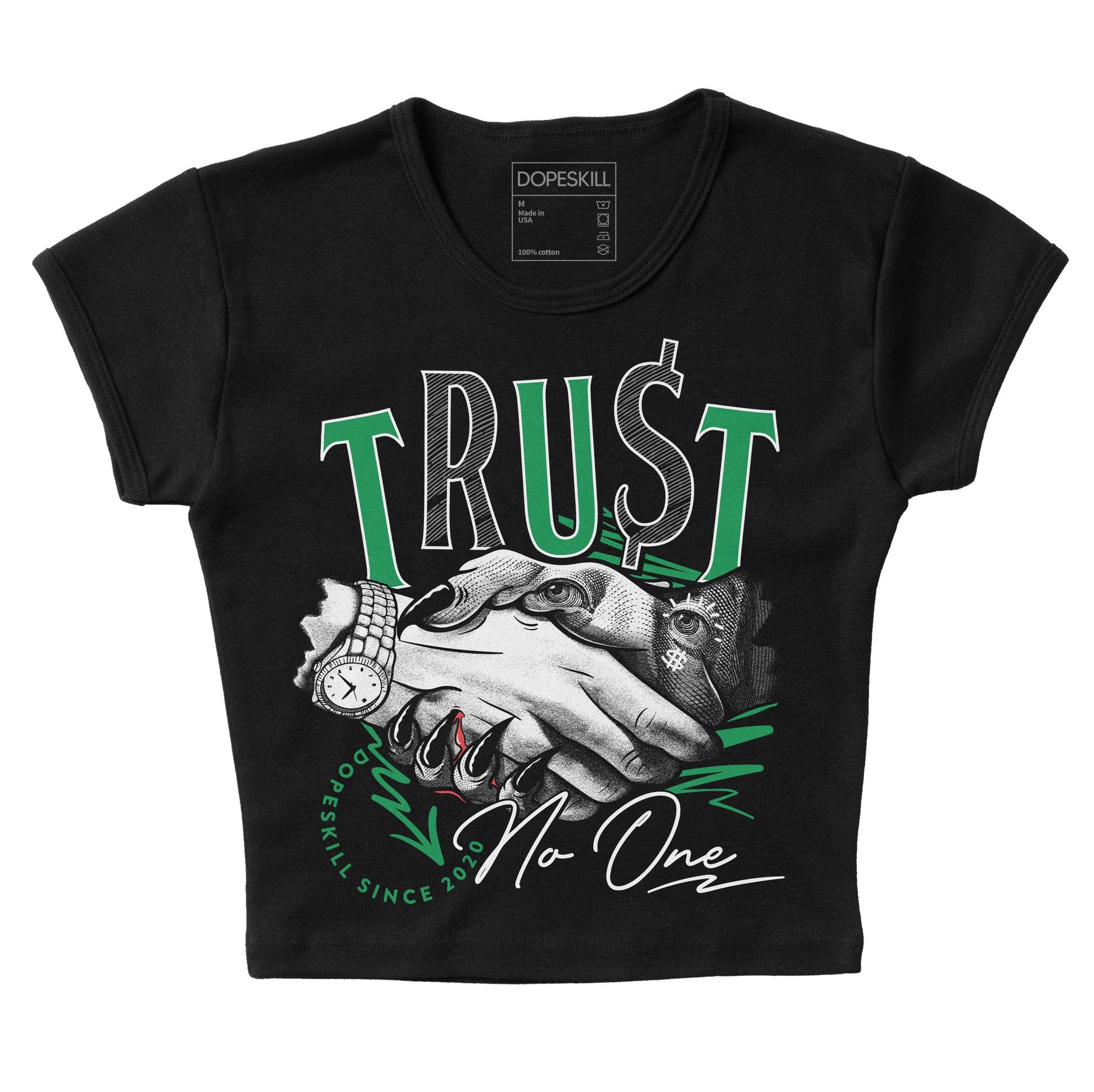 Jordan 3 WMNS “Lucky Green” DopeSkill Women's Crop Top Trust No One Graphic Streetwear - Black