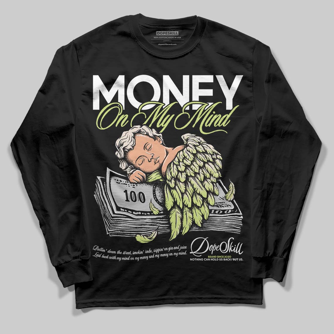 Jordan 5 “Luminous Green” DopeSkill Long Sleeve T-Shirt MOMM Graphic Streetwear - Black