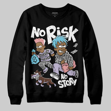 Harris Tweed x Dunk Low Denim Turquoise and Baroque Brown DopeSkill Sweatshirt No Risk No Story Graphic Streetwear - Black