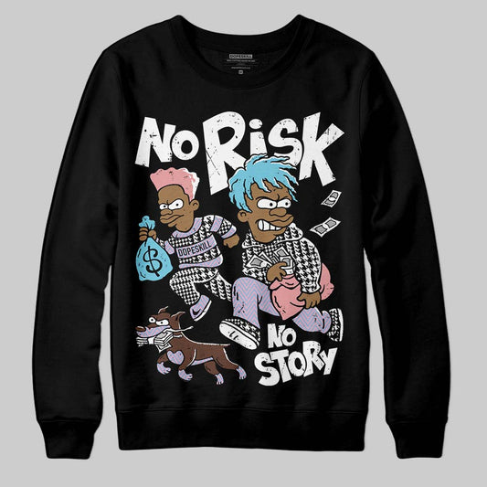 Harris Tweed x Dunk Low Denim Turquoise and Baroque Brown DopeSkill Sweatshirt No Risk No Story Graphic Streetwear - Black