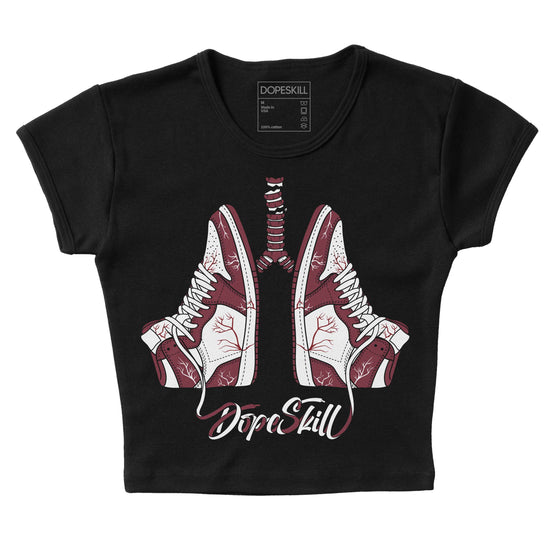 Jordan 1 Retro High OG “Team Red” DopeSkill Women's Crop Top Breathe Graphic Streetwear - black