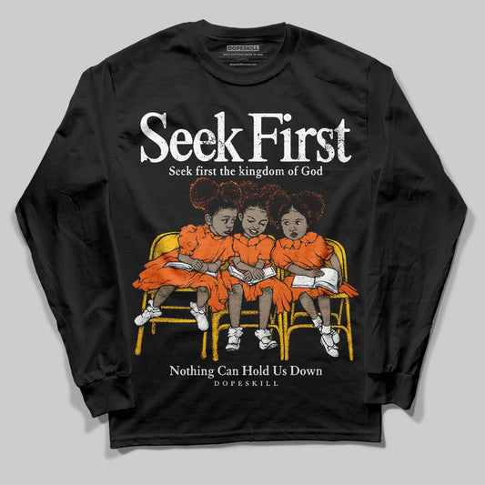 Orange, Black and White Sneakers DopeSkill Long Sleeve T-Shirt New Seek First Graphic Streetwear - Black