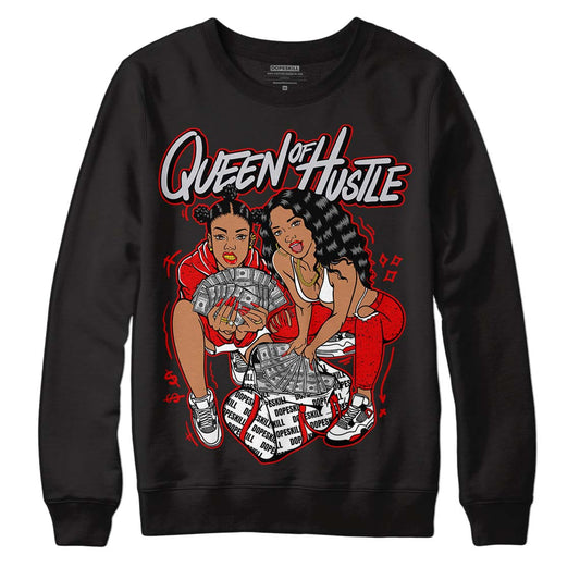 Jordan 4 Retro Red Cement DopeSkill Sweatshirt Queen Of Hustle Graphic Streetwear - Black