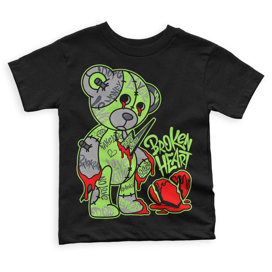 Jordan 5 Green Bean DopeSkill Toddler Kids T-shirt Broken Heart Graphic Streetwear  - Black 