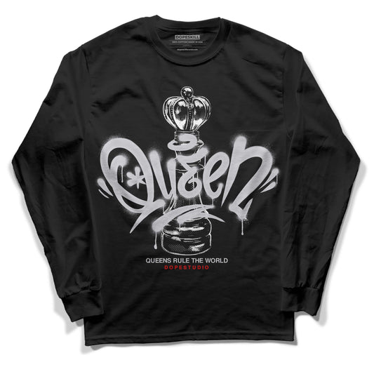 Jordan 2 Retro "Black Cement" DopeSkill Long Sleeve T-Shirt Queen Chess Graphic Streetwear - Black