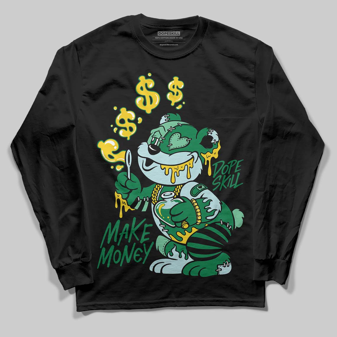 Green Sneakers DopeSkill Long Sleeve T-Shirt Make Money Graphic Streetwear - black