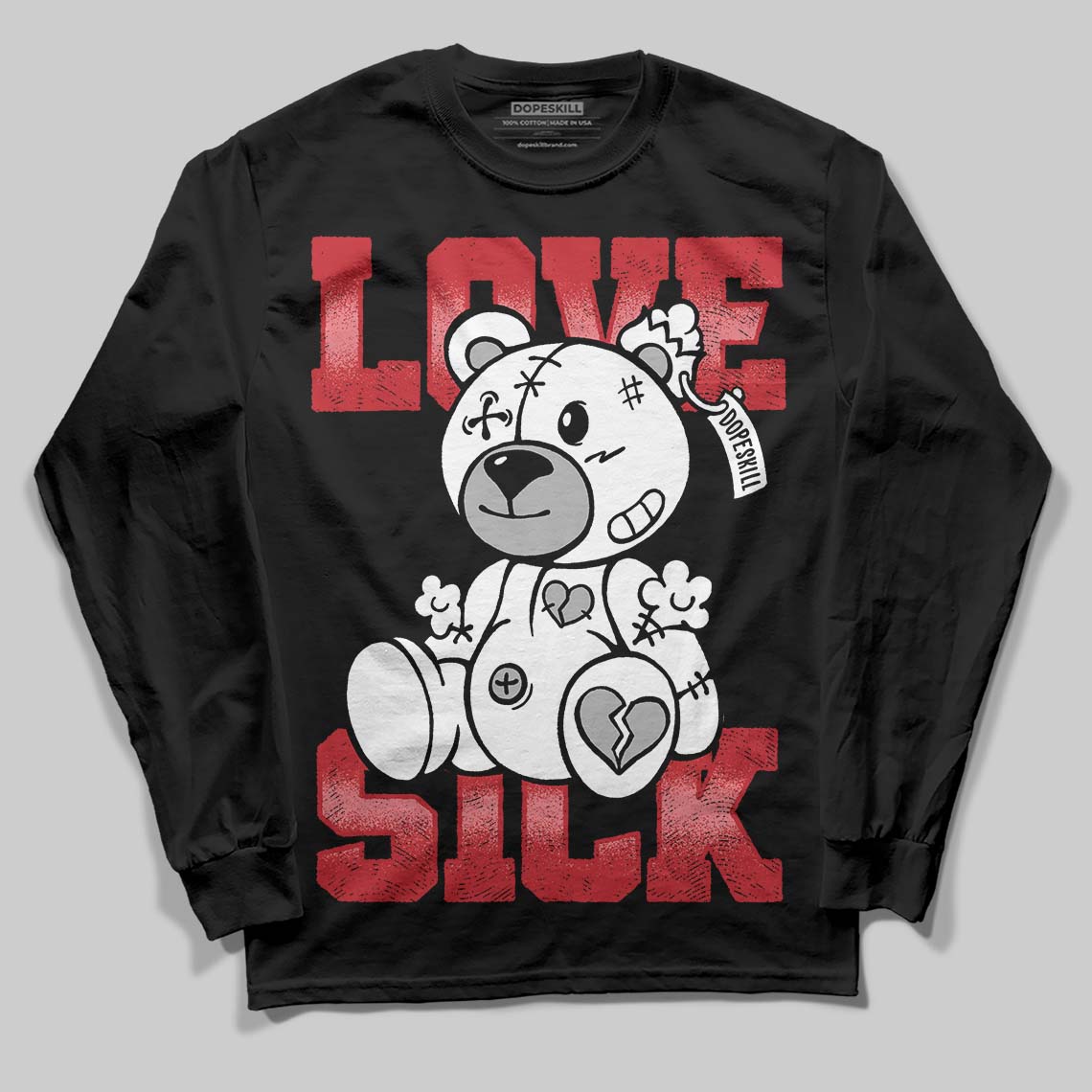 Jordan 11 Retro Low Bred (2025) DopeSkill Long Sleeve T-Shirt Love Sick Graphic Streetwear - Black