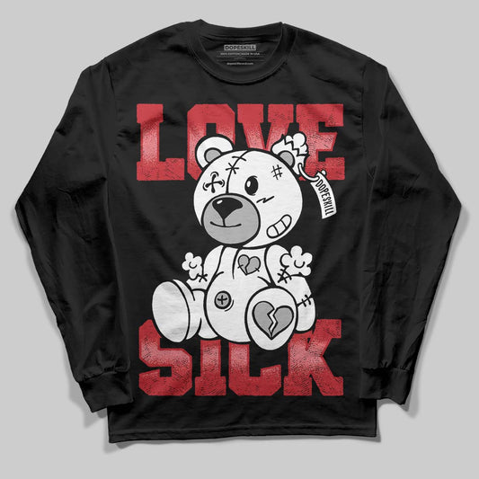 Jordan 11 Retro Low Bred (2025) DopeSkill Long Sleeve T-Shirt Love Sick Graphic Streetwear - Black